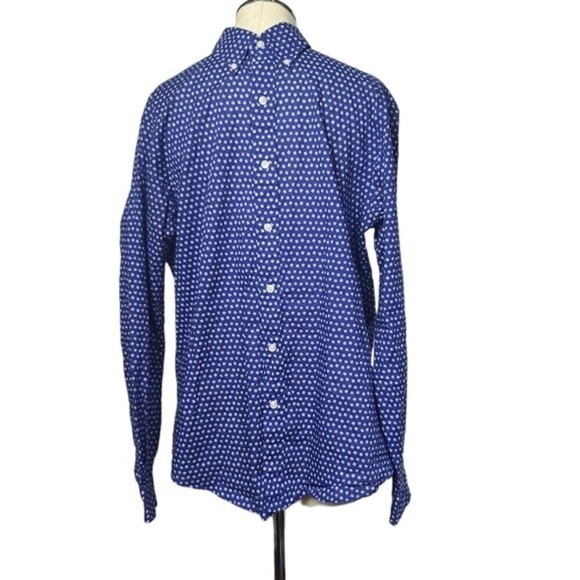 Ralph Lauren Blue White Printed Button Down Long Sleeve Men's Shirt M - Picture 1 of 9